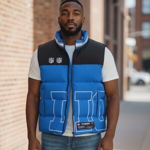 Detroit Lions NFL Off Season Blue and Black Jacket
Men’s medium Women’s large